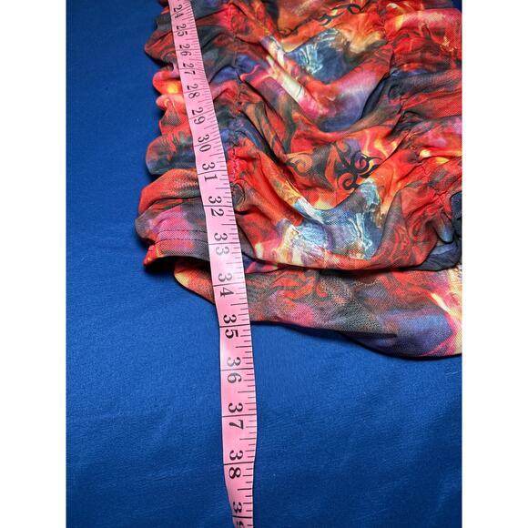 NWT Prettylittlething multin sheer lined‎ ruched bodycon dress womens 6 festival - Picture 8 of 9